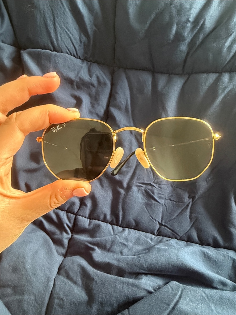Ray-Ban Gold Frame Green Lens Women's Sunglasses